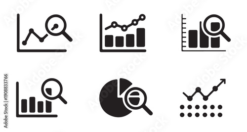 Business analytics vector icon set, collection of financial data, statistic and progress symbols
