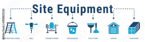 Site Equipment banner illustrating supporting equipment and utilities required for efficient construction site operations