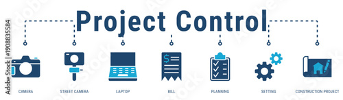 Project Control banner emphasizing monitoring, documentation, and digital planning for effective construction project supervision