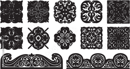 Black and white ornate tile designs and patterns collection