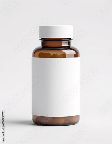 Vitamin Supplement Bottle Mockup on White
