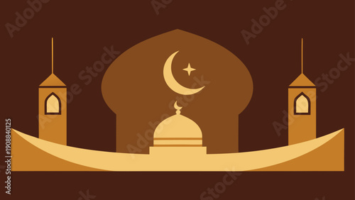Peaceful Minimalist Illustration of a mosque silhouette for spiritual events and Islamic faith themes