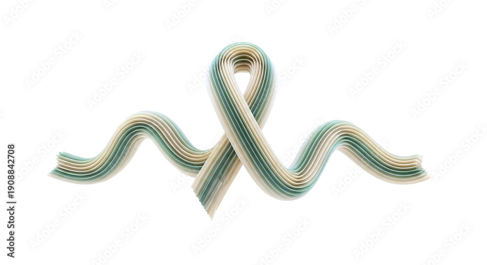 Fototapeta premium Abstract Swirling Ribbon with Green and Beige Tones
