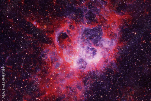 Red galaxy, starry background. Elements of this image furnished by NASA