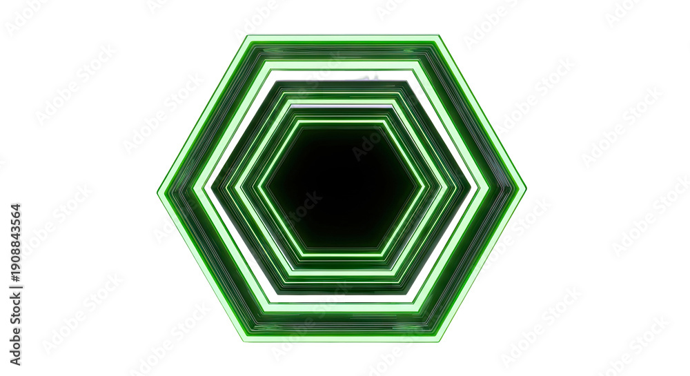 Fototapeta premium Neon Hexagon Tunnel Entrance
