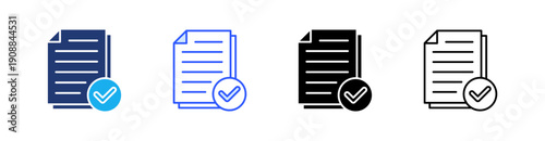 Approve Multiple Style Icon Set Vector 