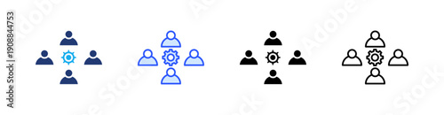 Team Management Multiple Style Icon Set Vector 