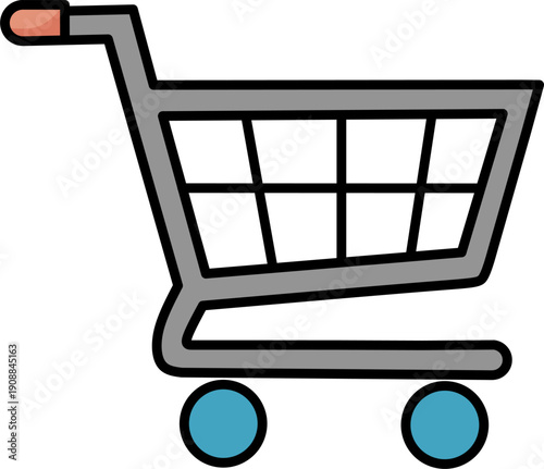 Colorful shopping cart icon for e-commerce retail store and digital online supermarket consumerism branding