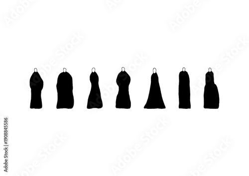 マントに包まれた人物のゆるい手描きイラストセット