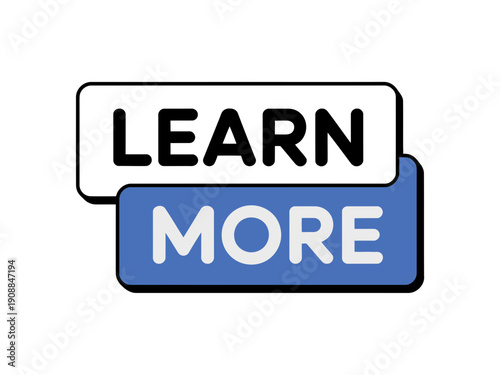 A vector graphic illustration of a learn more button with a modern flat design