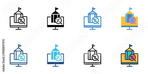 Tax Software Support icons set multiple style collection. Editable stroke 
