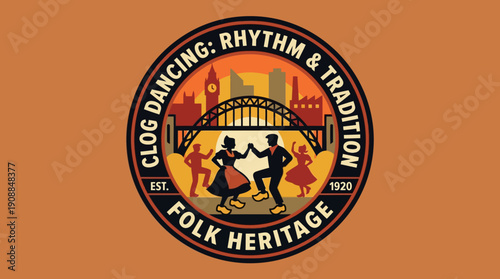 Clog Dancing Rhythm & Tradition Folk Heritage Celebration Event Logo