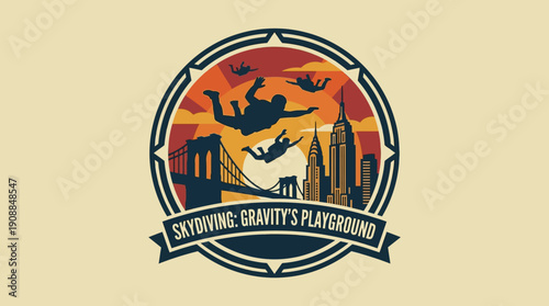 Skydiving Gravity's Playground - Aerial Adventure Over Iconic City Skyline