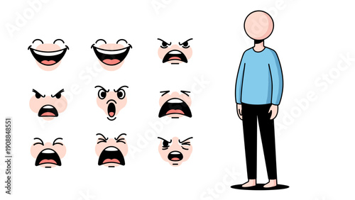 Male Character Emotion Face Collection
