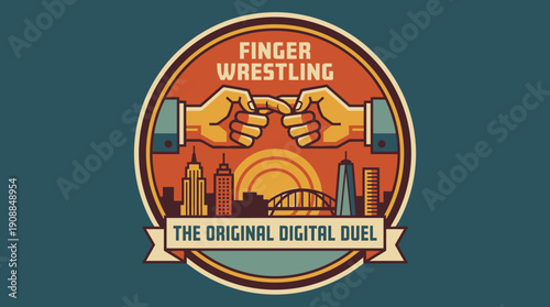 Finger Wrestling The Original Digital Duel With Cityscape And Sunset