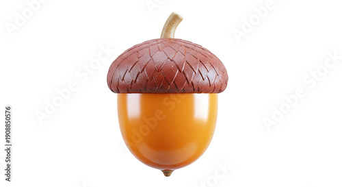 3D Rendered Acorn with Textured Cap