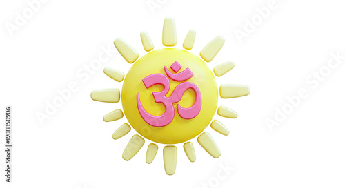 3D Sun with Om Symbol
