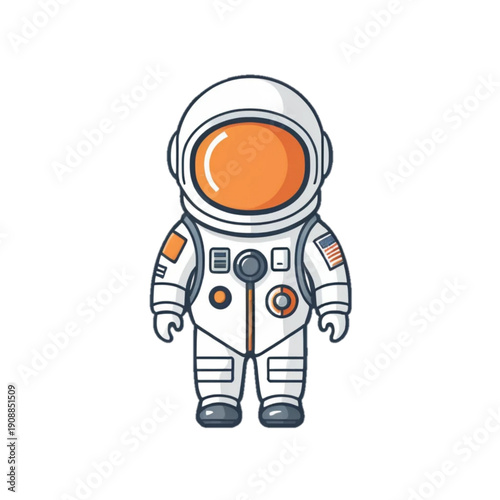 astronaut icon illustration, cute and modern style, clean vector design, simple shapes, minimal details