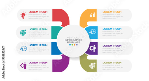 Business visualization infographic circle design template with 8 options, steps or processes. Vector illustration.