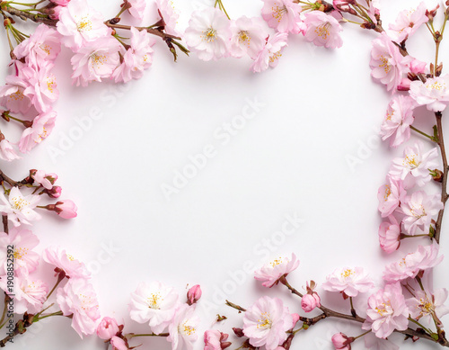 Wallpaper Mural 桜のフレーム素材 ピンクの花が彩る春の背景テンプレート/Cherry blossom frame material, spring background with pink flowers Torontodigital.ca
