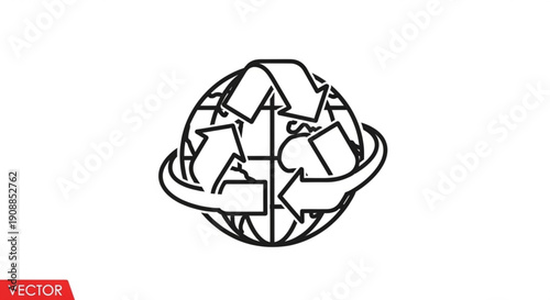 Earth globe with recycling arrows eco friendly symbol vector illustration