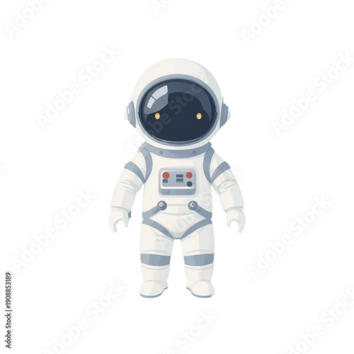 astronaut icon illustration, cute and modern style, clean vector design, simple shapes, minimal details