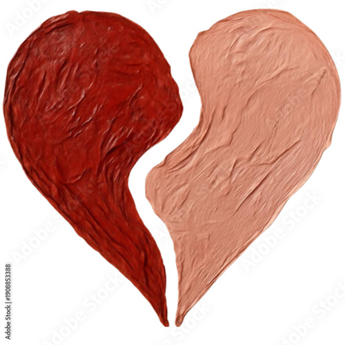 Broken Heart Icon – Split Red and Beige Love