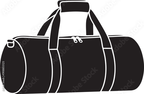 Minimalist black duffle bag vector illustration isolated on white background