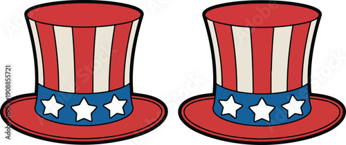 Patriotic Uncle Sam Top Hat Vector Illustration Stars and Stripes Design