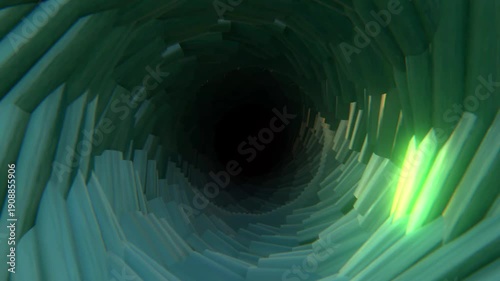 Cyan 3d Scarry Tunnel Animation