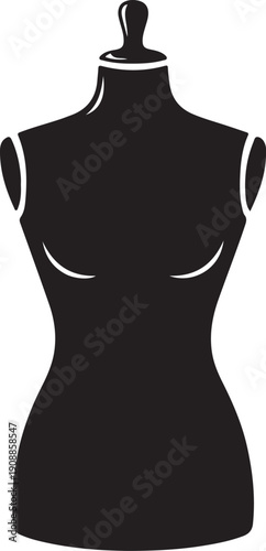 Minimalist black mannequin torso silhouette isolated on white background