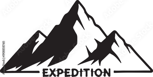 Expedition mountain logo with minimalist design isolated on white background