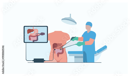 Laparoscopy keyhole surgery procedure doctor patient medical vector