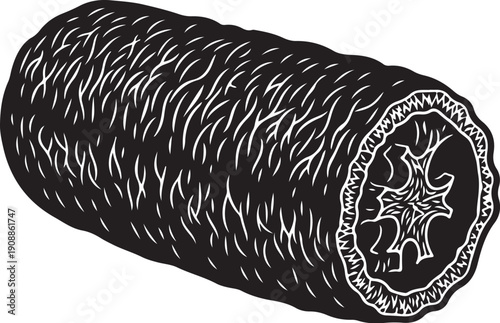 Black steel cable with copper conductors vector illustration isolated on white background