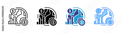 Economy icon set multiple style collection