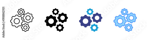 Machine icon set multiple style collection