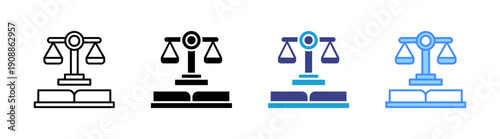 Law icon set multiple style collection