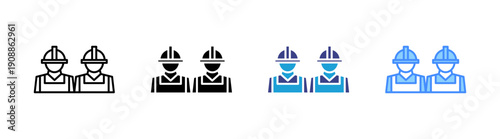 Construction Worker icon set multiple style collection