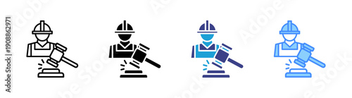 Labor Law icon set multiple style collection