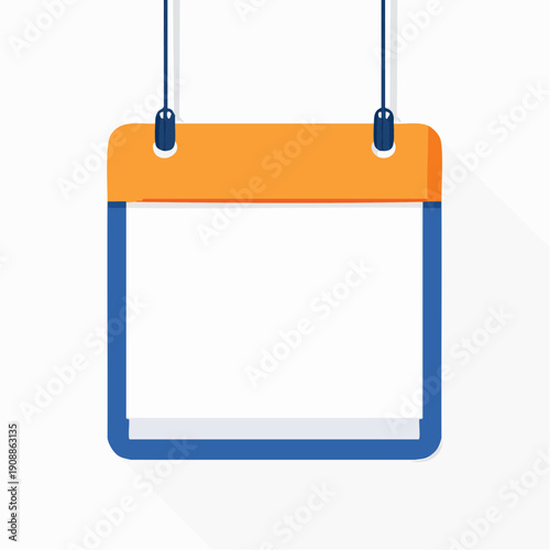Blank calendar icon hanging from two clips on a rope, symbolizing organization and planning
