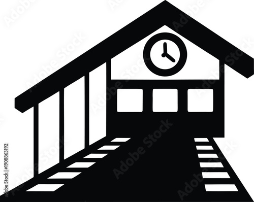 Bus Station Icon Vector Illustration Public Transport Terminal Design