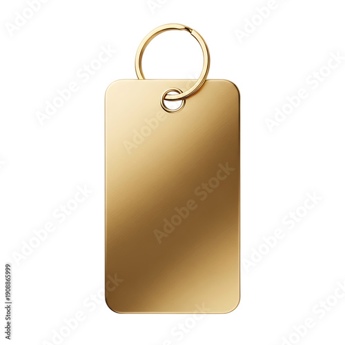 Gold Blank Rectangle Keychain Tag Mockup isolated on transparent background