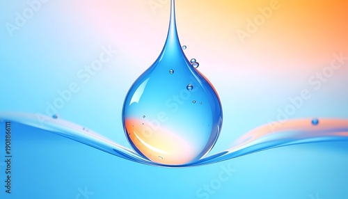 Liquid droplet suspended on a flowing water surface