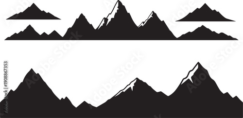 Mountain Silhouettes Against a Clean White Background Illustration