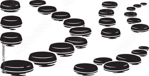 Black and white illustration of stepping stones pathway design