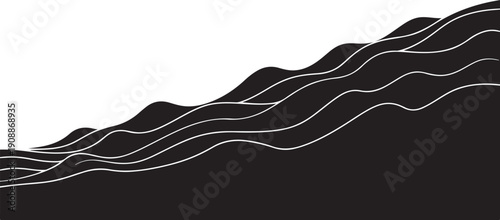 Minimalist abstract wavy lines on black and white background