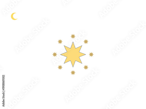 Eid Mubarak Islamic Ramadan golden star lantern celebration icon with glowing warm light minimalist vector design for festive greeting cards