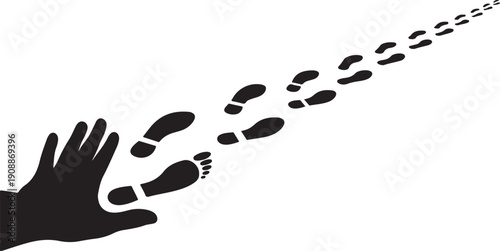 Hand and Footprints Silhouette on White Background Illustration
