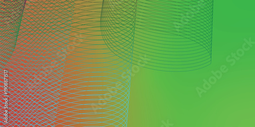 Green and red abstract shape grainy gradient background with black noisy texture wide banner design