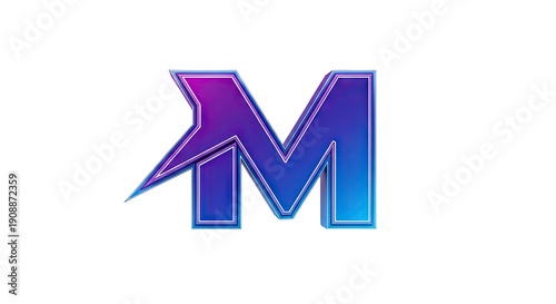 Free Download 3D Letter M with Gradient and Neon Outline - GFXLoad
